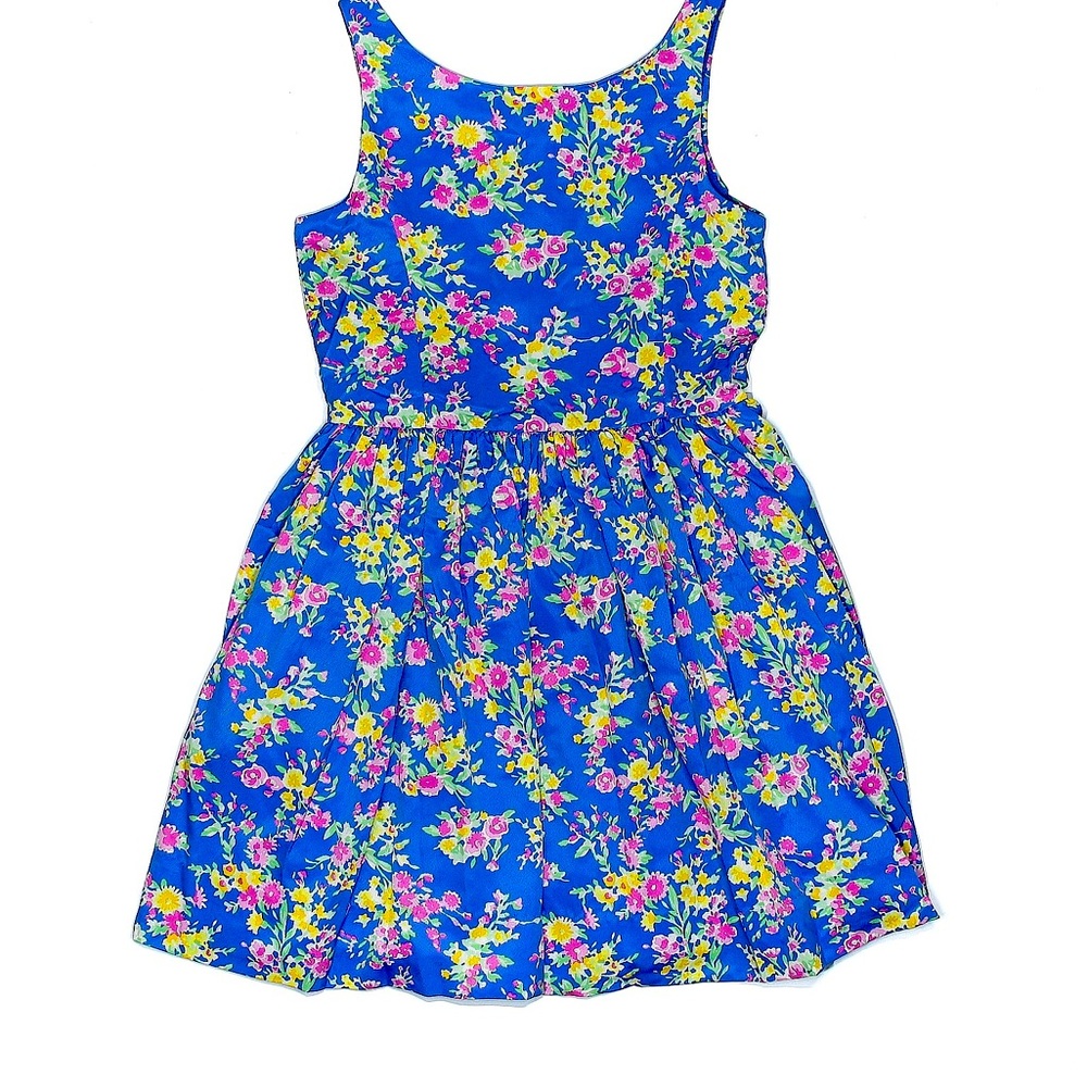 RALPH LAUREN POLO GIRLS DRESS 14 Sleeveless A-Line blue floral dress for Easter